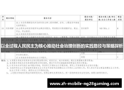以全过程人民民主为核心推动社会治理创新的实践路径与策略探析