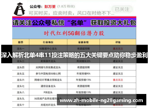 深入解析北单4串11投注策略的五大关键要点助你稳步盈利
